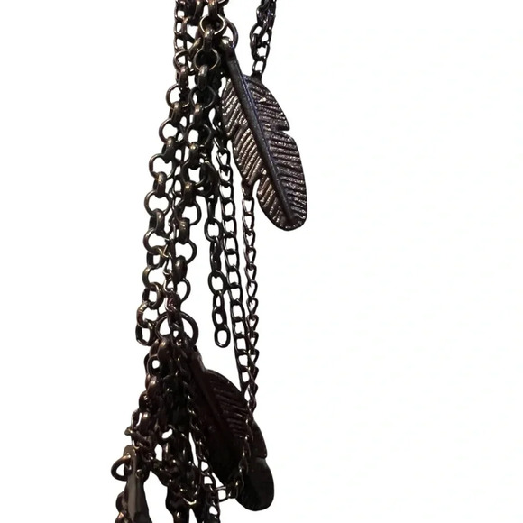 Boho Silver Chain Feather Statement Necklace Real Feathers Festival Western Art - Picture 4 of 8